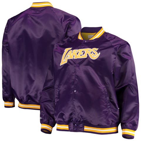 Men's Mitchell & Ness Purple Los Angeles Lakers Big & Tall Hardwood Classics Raglan Satin Full-Snap Jacket