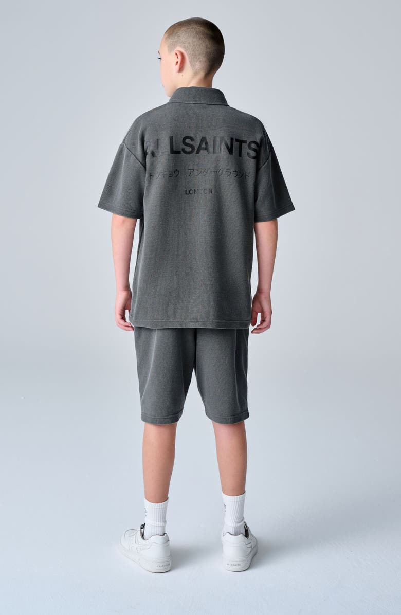smALLSAINTS by ALLSAINTS Kids' Waffle Knit Polo & Shorts Set, Alternate, color, Black