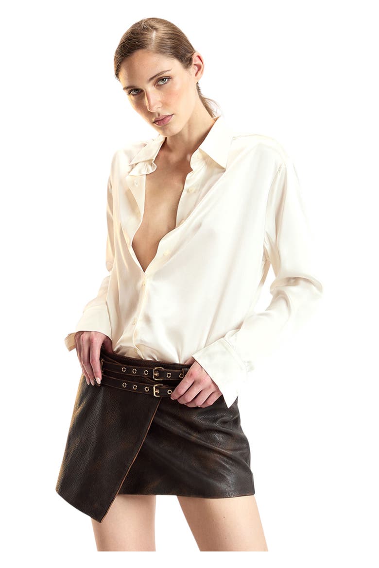 Silk Button Up Shirt, Alternate, color, White