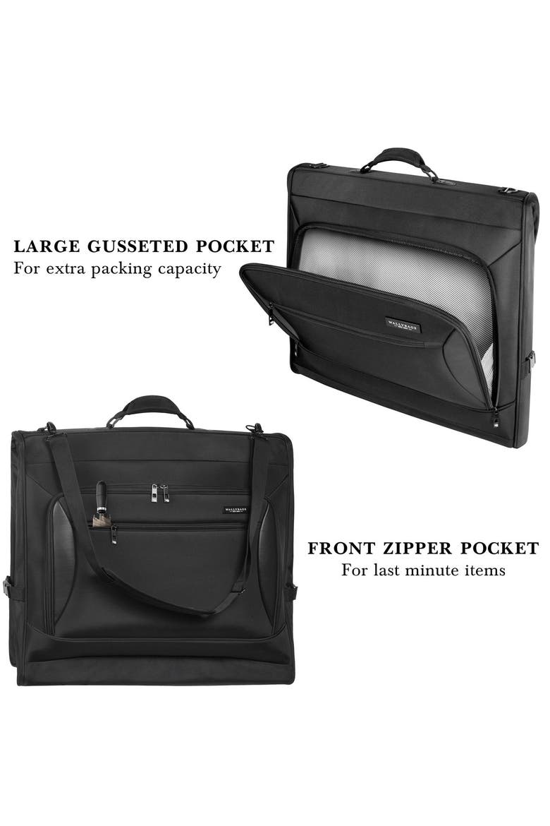 Solutions Premium Garment Bag with shoulder strap and multiple pockets, Alternate, color, Black