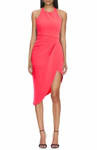 Jewel Badgley Mischka Asymmetric Halter Dress