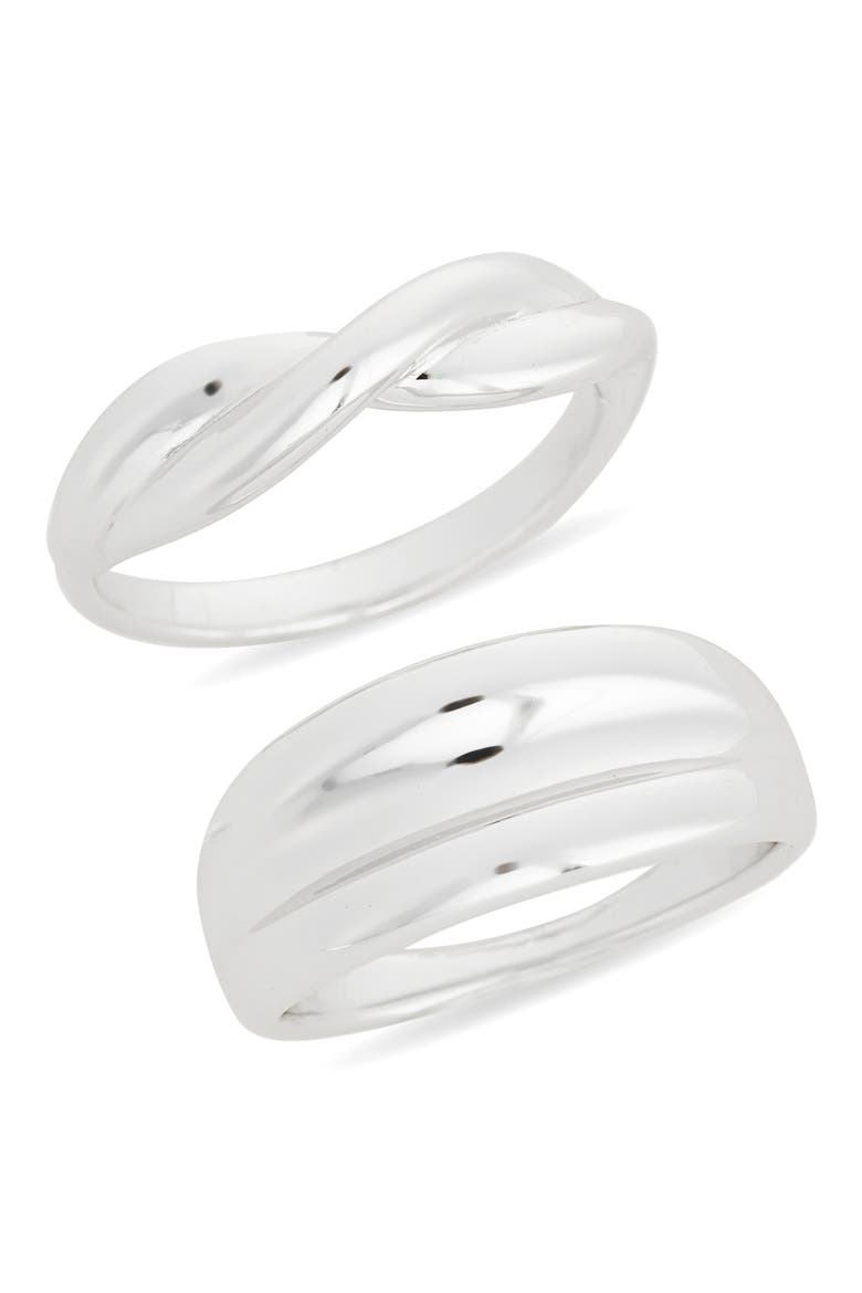 Set of 2 Demi Fine Rib Rings, Main, color, SILVER