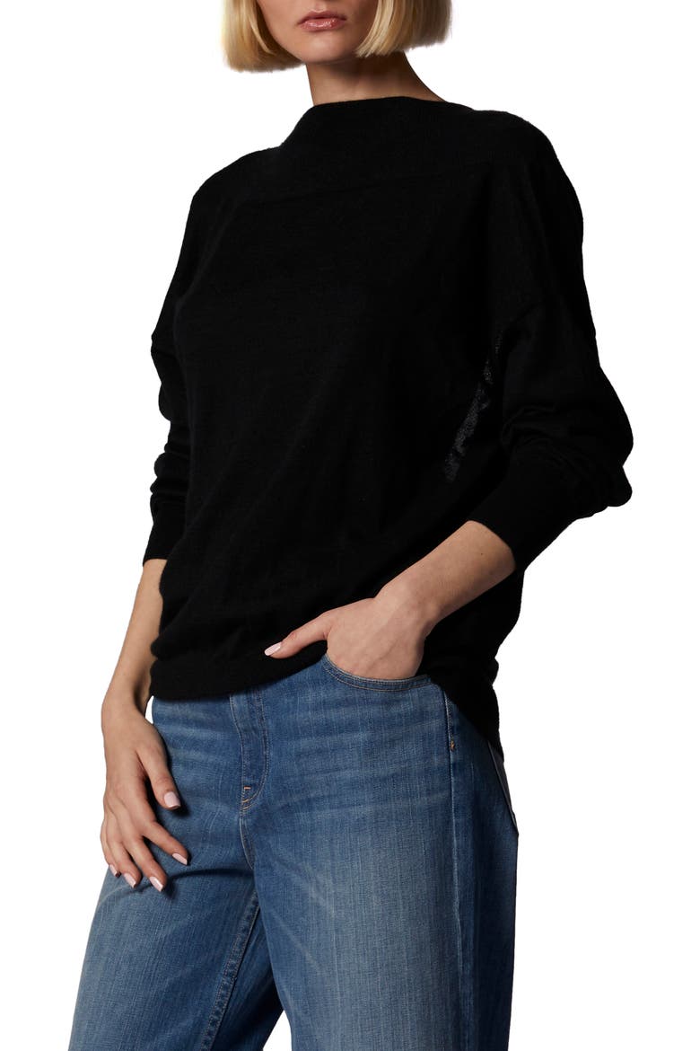 Montrose Cutout Tie Neck Cashmere Sweater, Alternate, color, TRUE BLACK