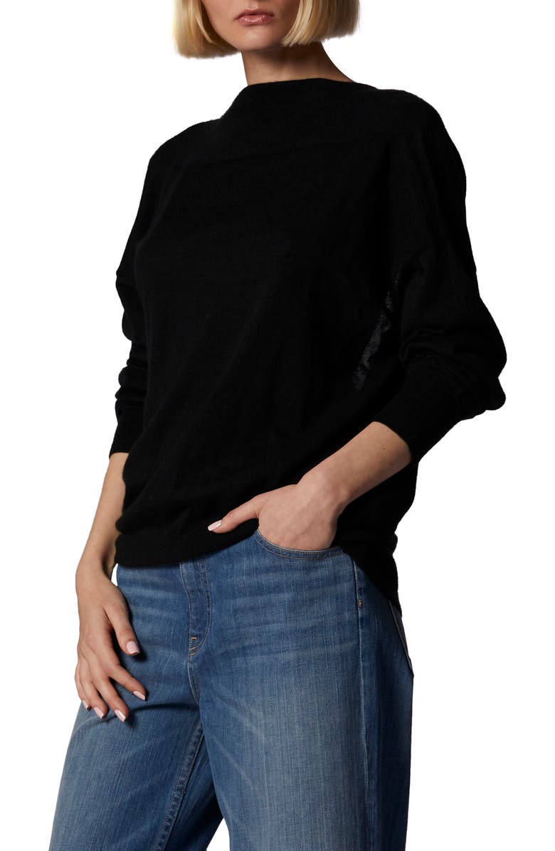 Equipment Montrose Cutout Tie Neck Cashmere Sweater, Alternate, color, True Black