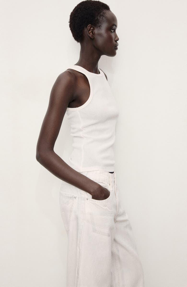 MANGO Metallic Finish Wide Leg Jeans, Alternate, color, 