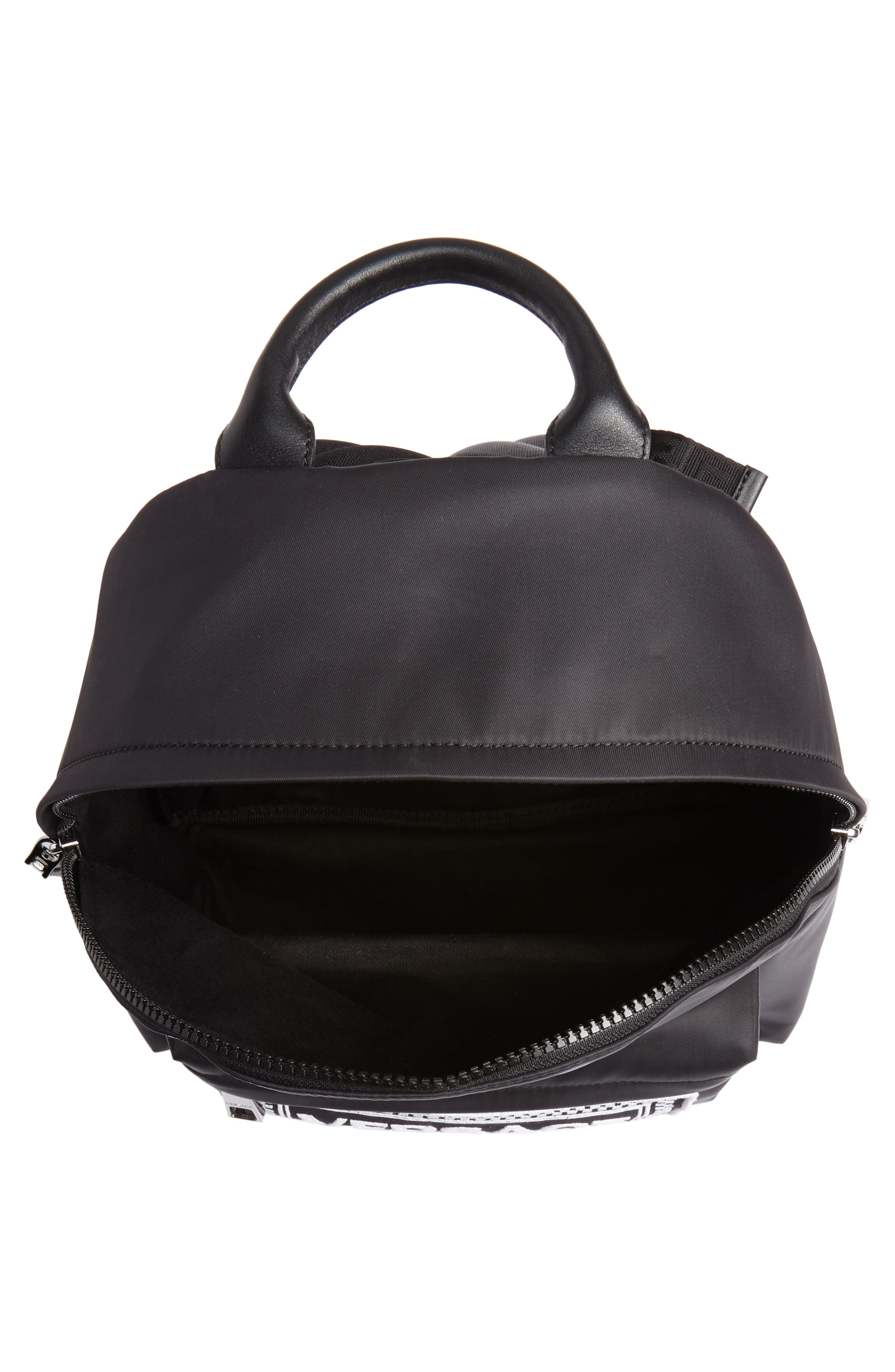 Versace Logo Graphic Leather Backpack, Alternate, color, 