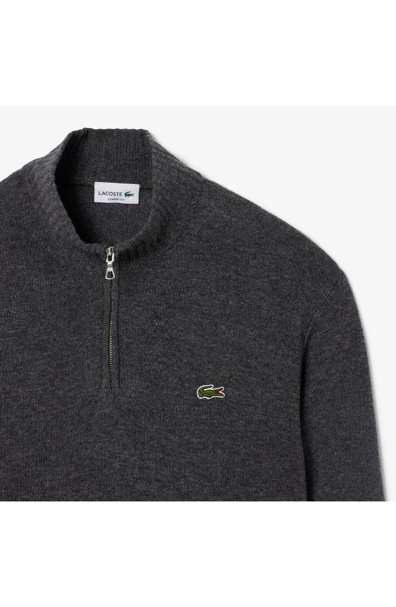 Lacoste Classic Fit Wool Quarter Zip Sweater, Alternate, color, Pitch Chine