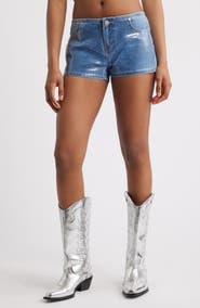 PTCL Chiara Low Rise Geo Coated Denim Shorts