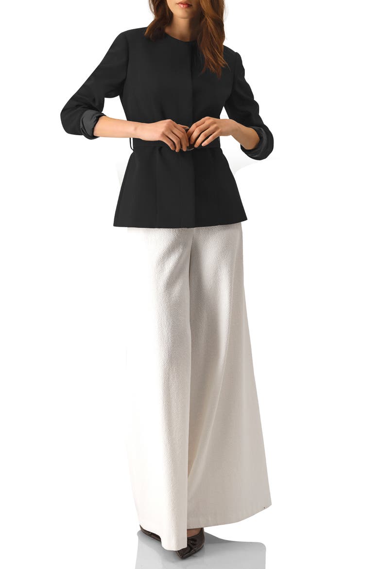 Structured Belted Jacket in Black, Alternate, color, Black