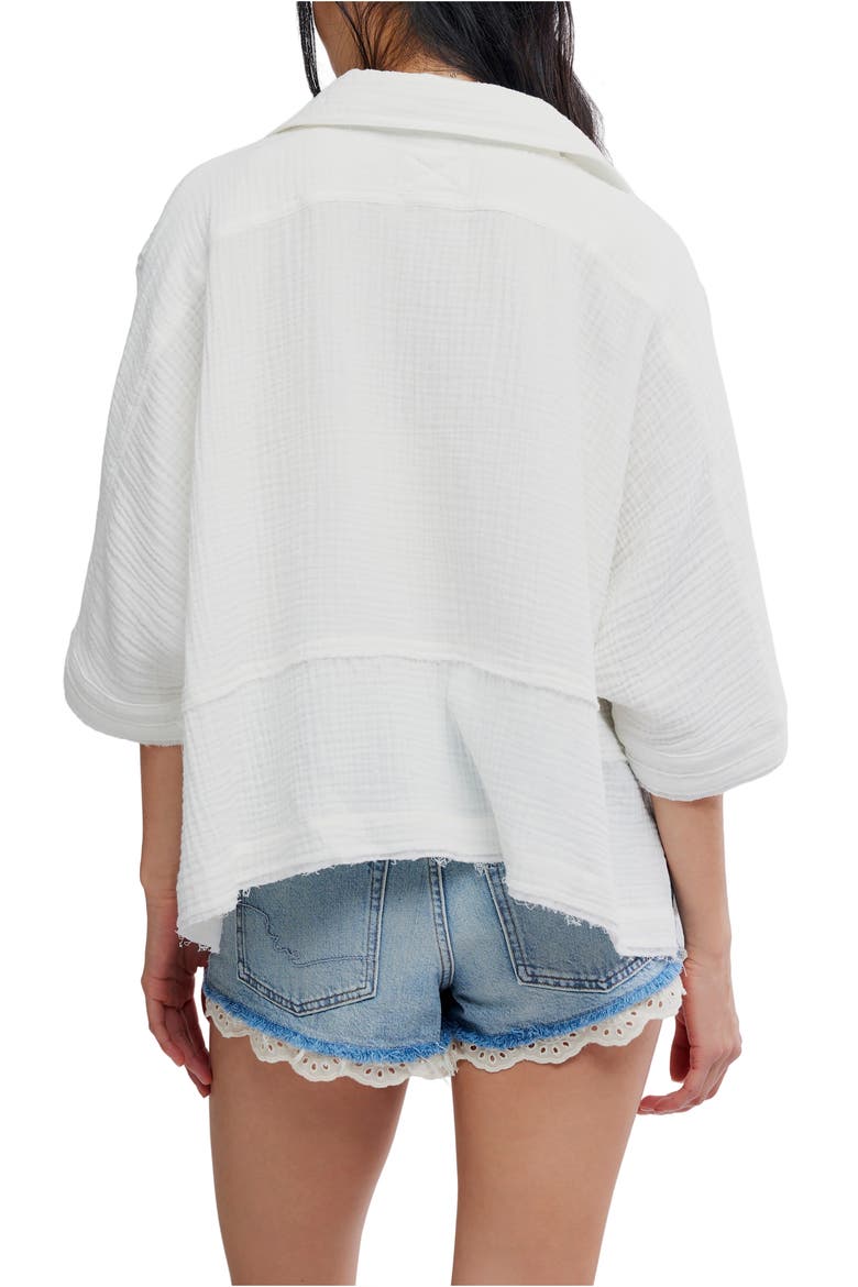 Happy Days Oversized Cotton Gauze Button-Up Top, Alternate, color, CLEAN IVORY