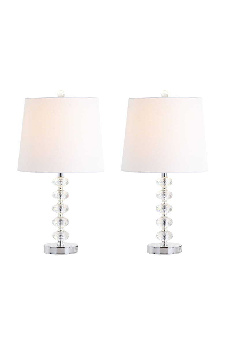 JONATHAN Y Kevin 22" Glass/Metal LED Table Lamp, Clear/Chrome, Main, color, 
