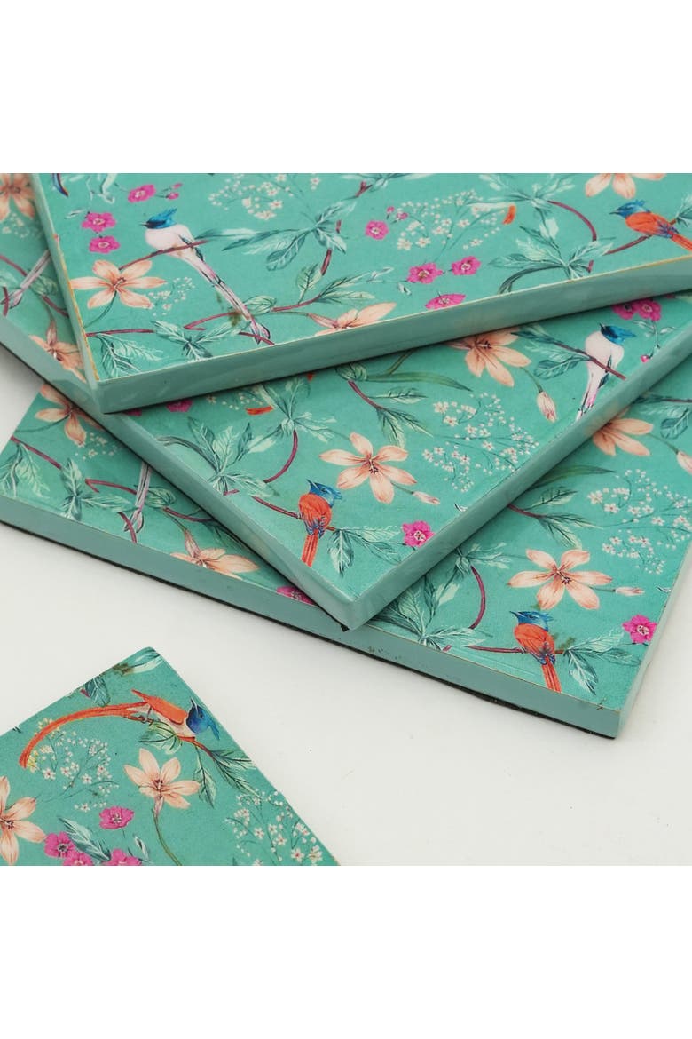 Aqua Flora Coasters, Alternate, color, Aqua Flora