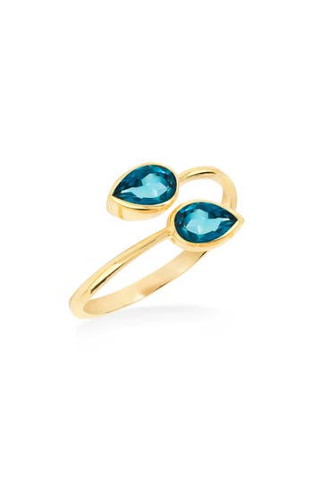 Ys Gems Gemstone Bypass Ring In Blue