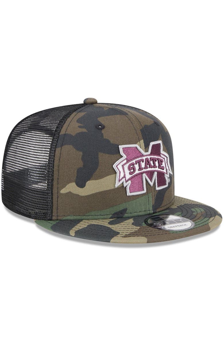New Era Men's New Era Camo/Black Mississippi State Bulldogs Classic Trucker 9FIFTY Snapback Hat, Alternate, color, 