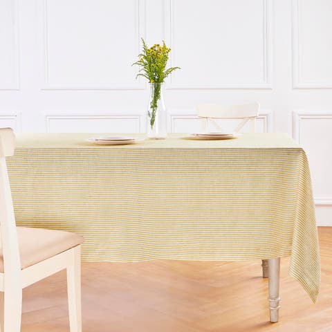Linen Table Throw - Narrow Stripe, 52" x 52" Inch
