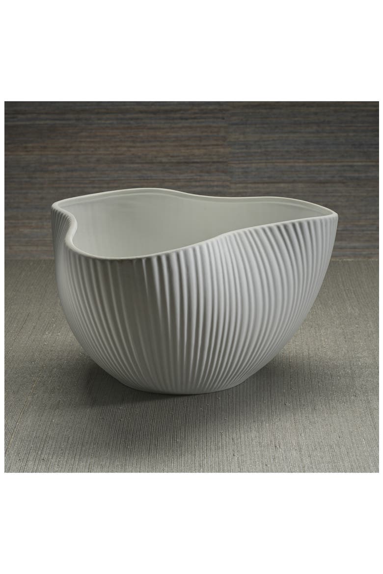 Organic Ribbed Orchid Ceramic Bowl, Alternate, color, WHITE
