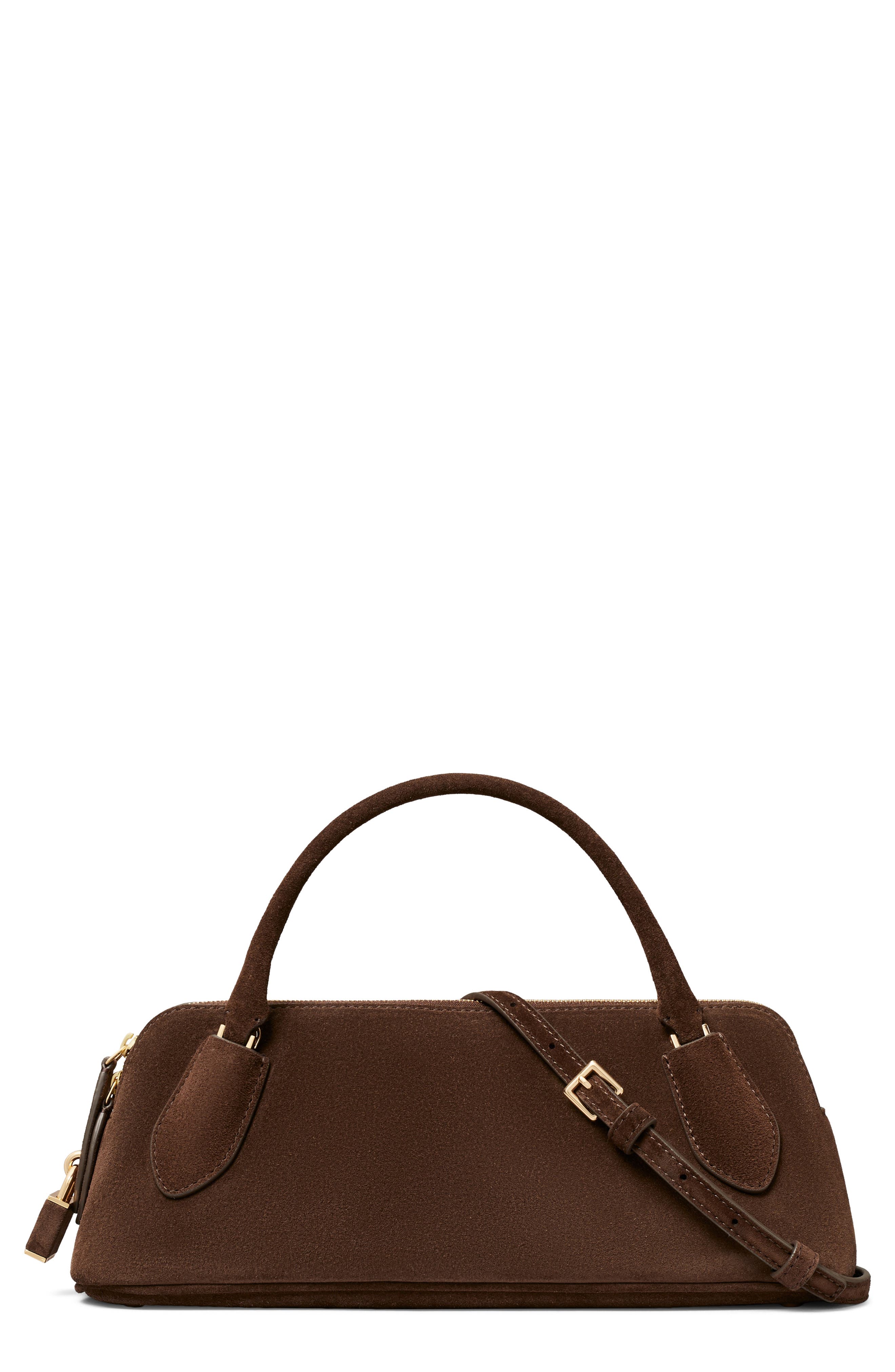 Lock Leather Top Handle Bag, Main, color, DARK COCOA