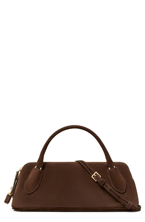 Lock Leather Top Handle Bag