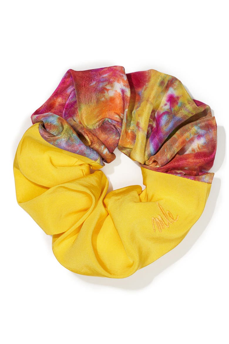 Paradise Colorblock Silk Scrunchie, Alternate, color, TIE-DYE