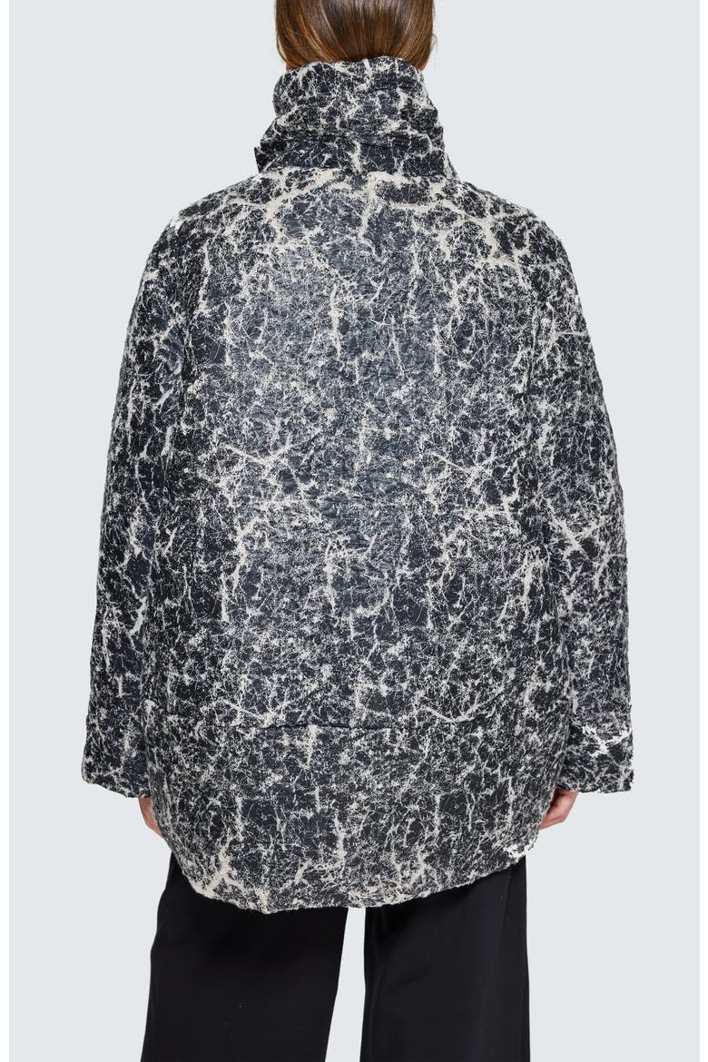 Elva Textured Coat & Hat, Alternate, color, Ecru Black