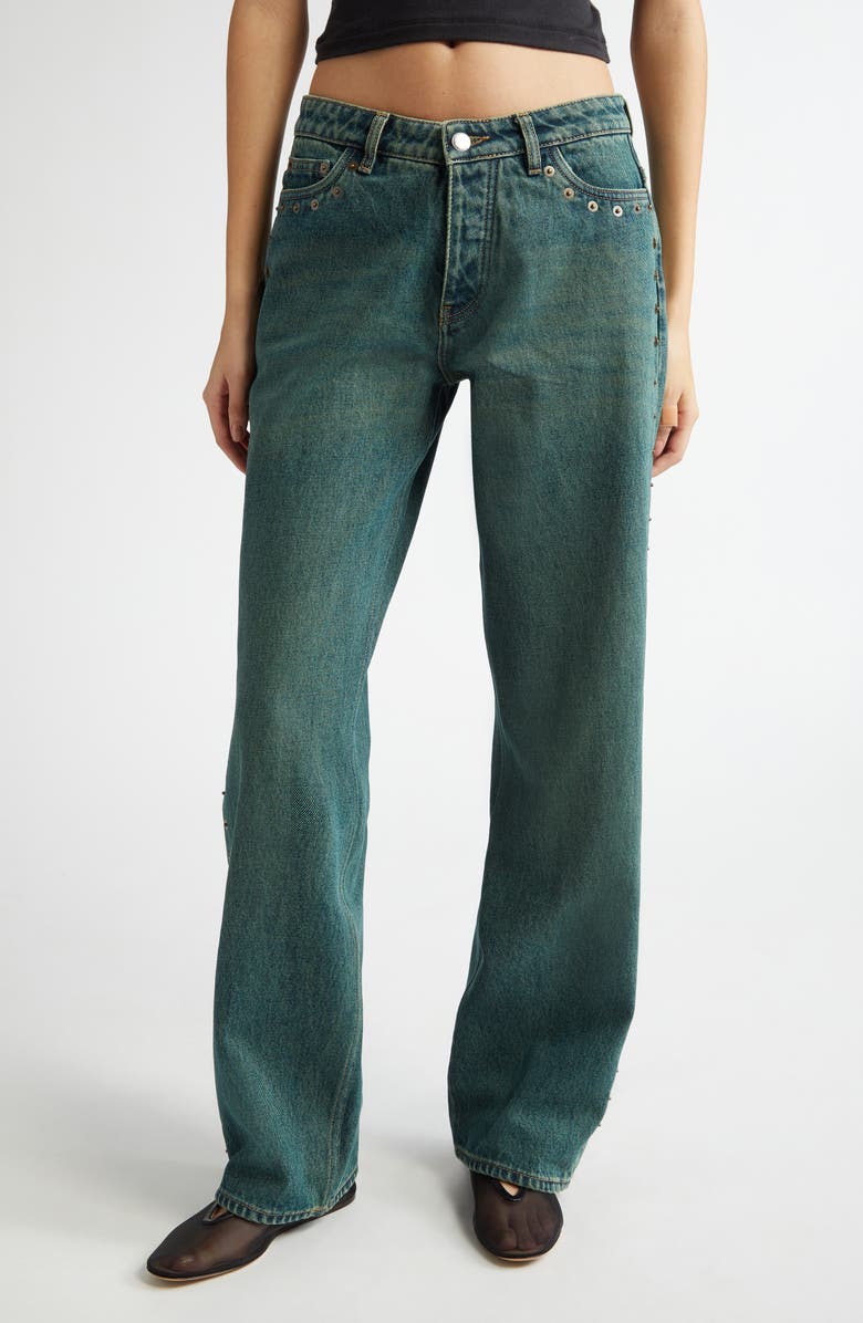 Paloma Wool Crowd Rivet Studded Boyfriend Jeans, Main, color, Denim