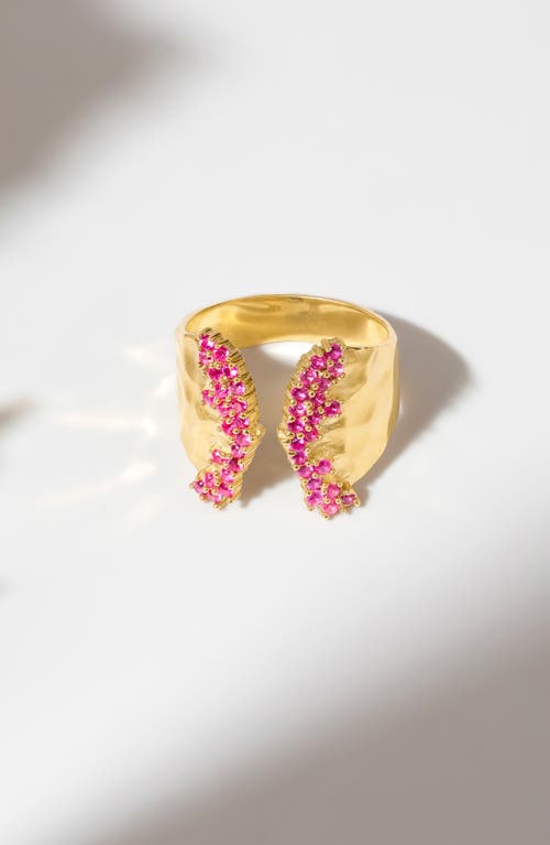 Ys Gems Lab Created Ruby Open Ring In Pink