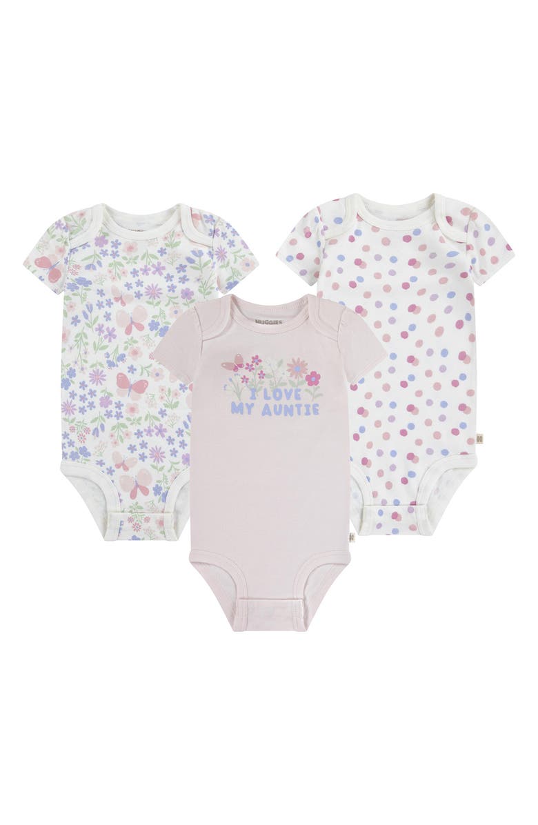 Huggies Assorted 3-Pack Organic Cotton Bodysuits, Main, color, 