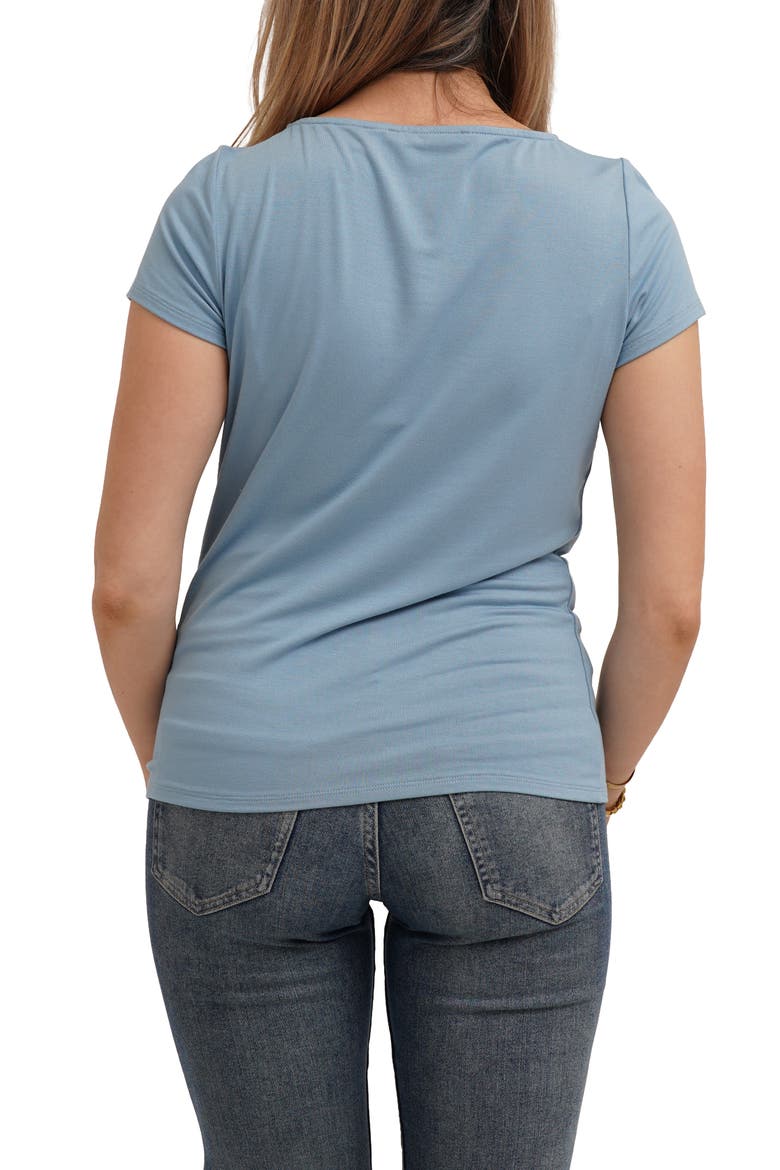 Asymmetrical Neckline Gathered Jersey Top, Alternate, color, WATER MIST