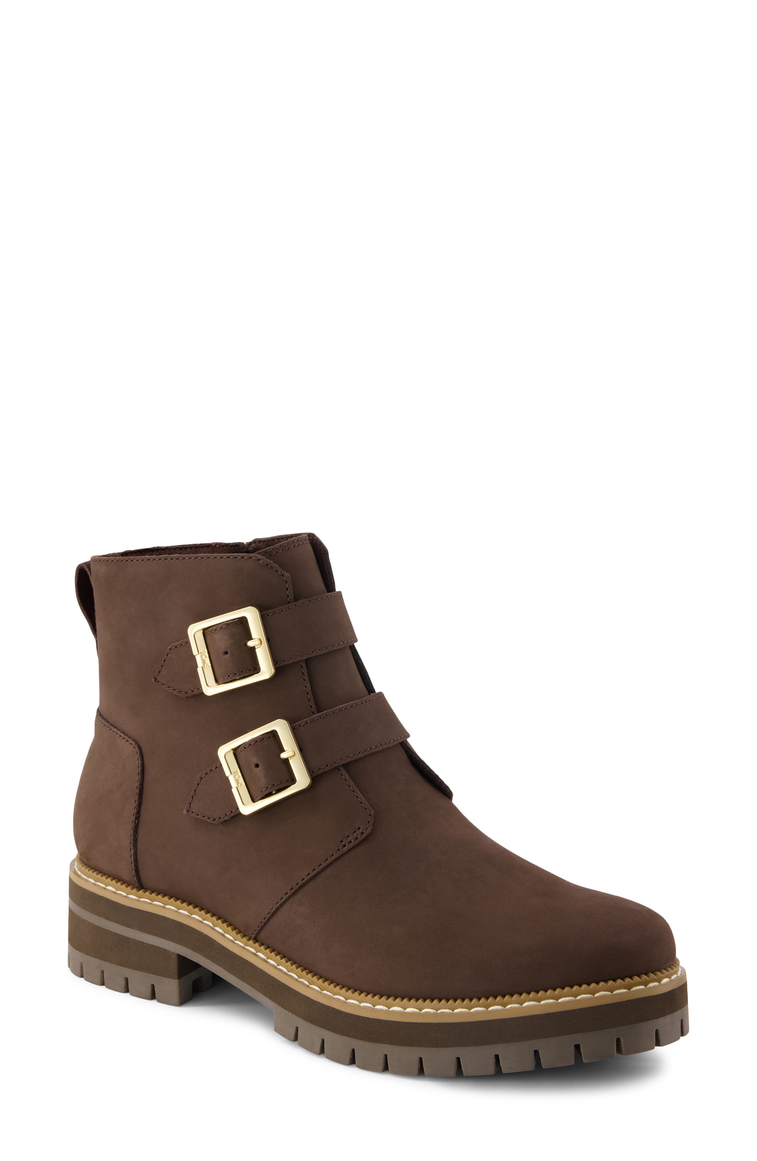 Simone Leather Bootie, Main, color, DARK BROWN