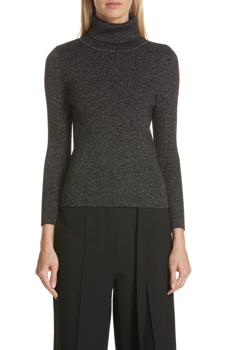 Robert Rodriguez Metallic Ribbed Turtleneck Sweater, Main, color,