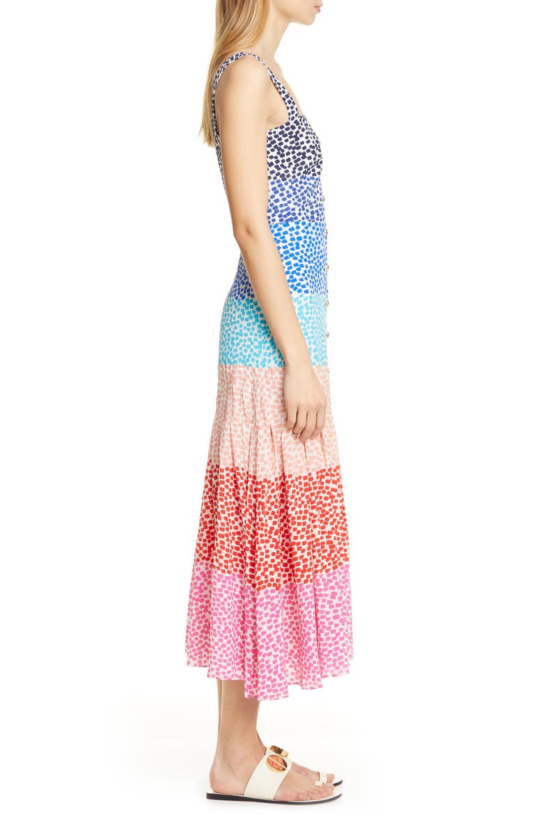 Karen Stripe Silk Dress, Alternate, color, RAINBOW GRADIENT PLMT