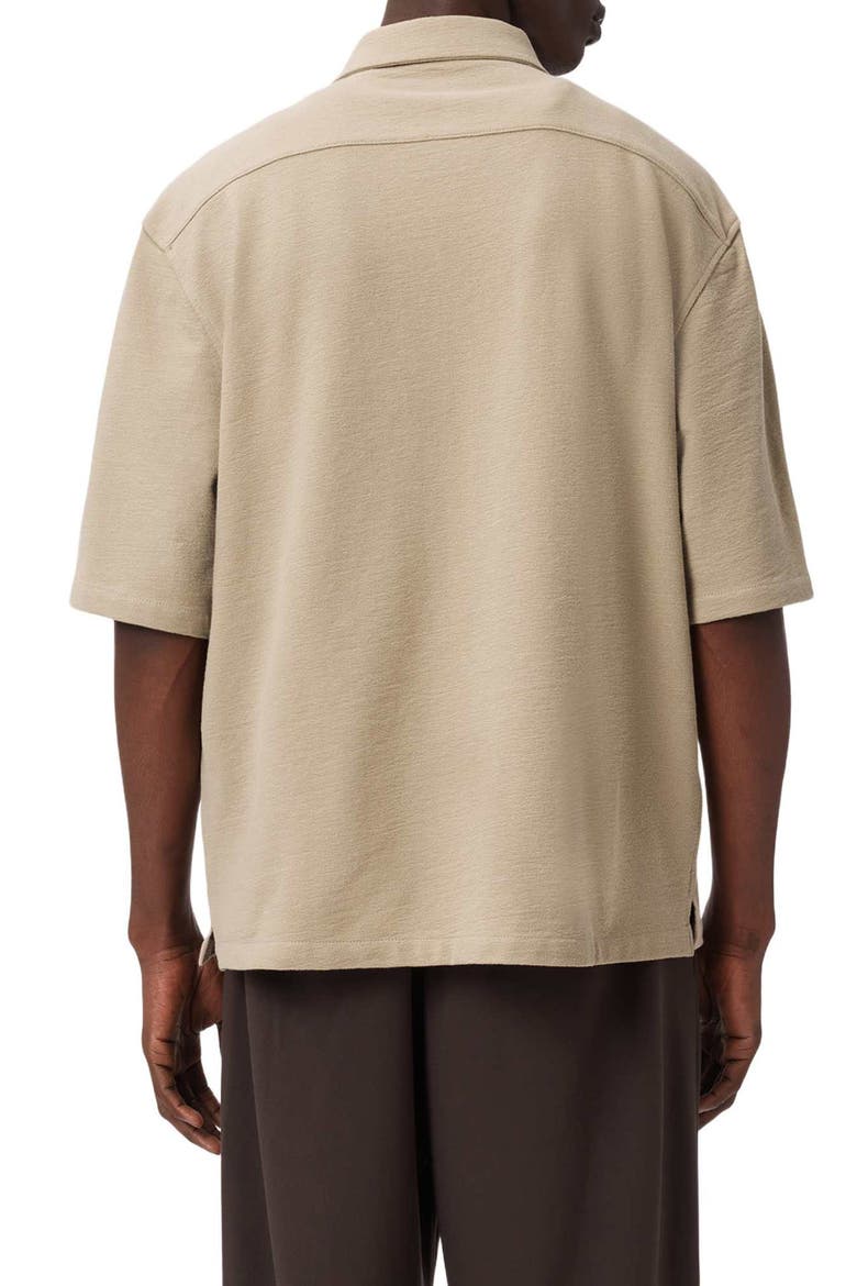 Stallion Oversize Short Sleeve Cotton Button-Up Shirt, Alternate, color, DUNE BROWN