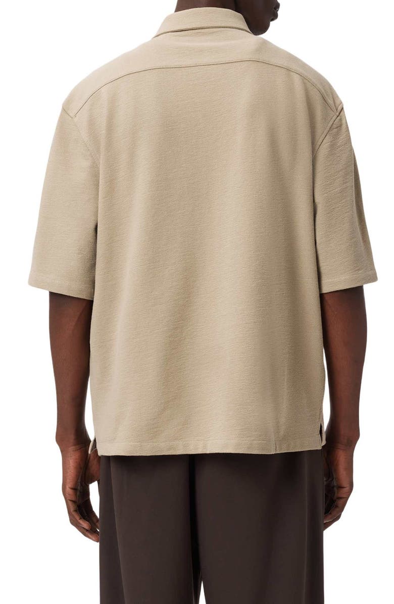 AllSaints Stallion Oversize Short Sleeve Cotton Button-Up Shirt, Alternate, color, Dune Brown