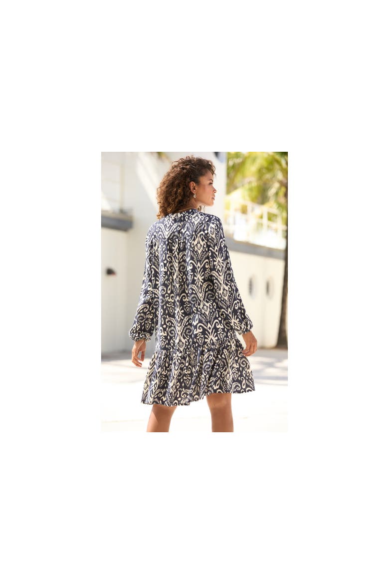 Printed Tunic Dress, Alternate, color, Navy Beige