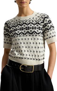 Polo Ralph Lauren Fair Isle Short Sleeve Wool Blend Sweater