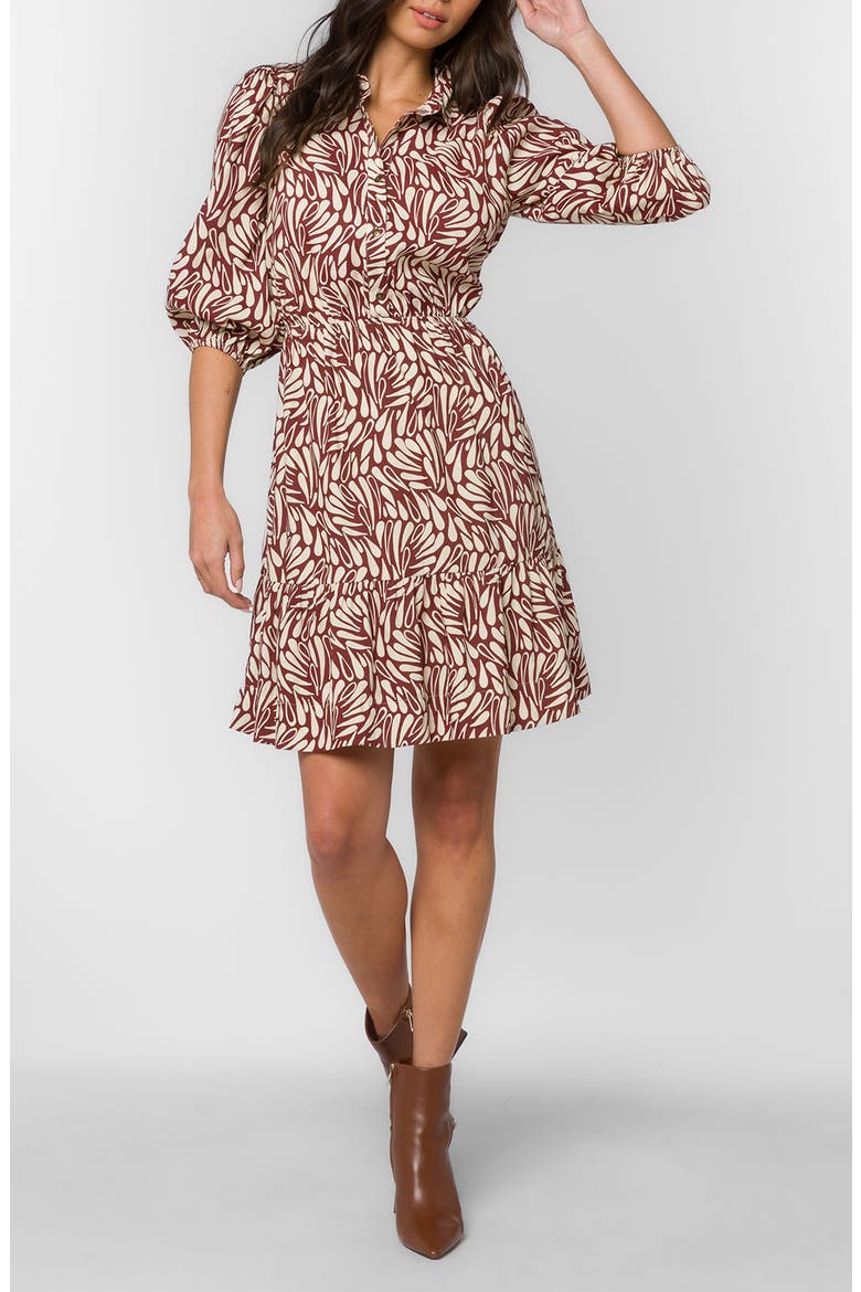 Nichola Puff Sleeve Tiered Minidress, Main, color, BORDEAUX