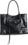 Balenciaga Small Le City Crinkled Leather Tote