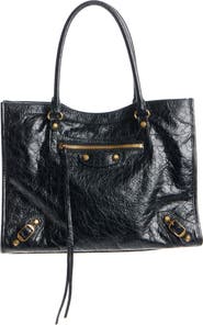 Balenciaga Small Le City Crinkled Leather Tote