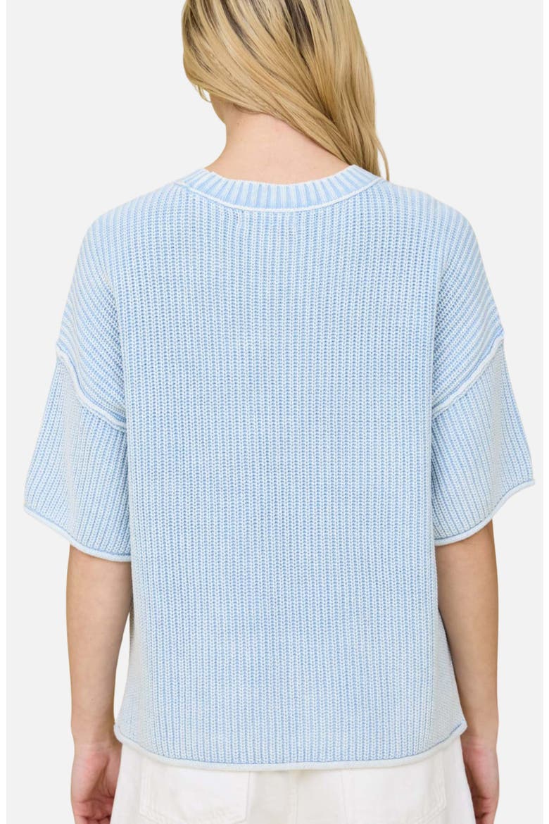 Rib Knit Raw Edge Cotton Blend Sweater, Alternate, color, LIGHT BLUE