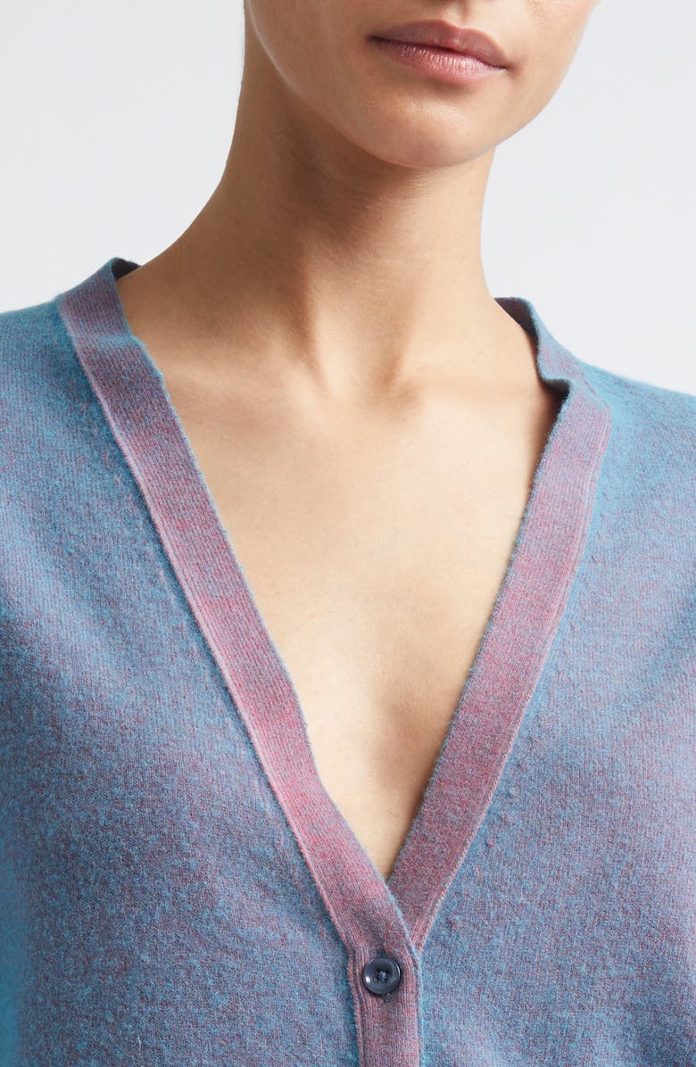 Maison Margiela Plaited Wool Cardigan, Alternate, color, Turquoise/ Red