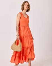 MINT VELVET Sleeveless Crochet Trim Tiered Midi Dress