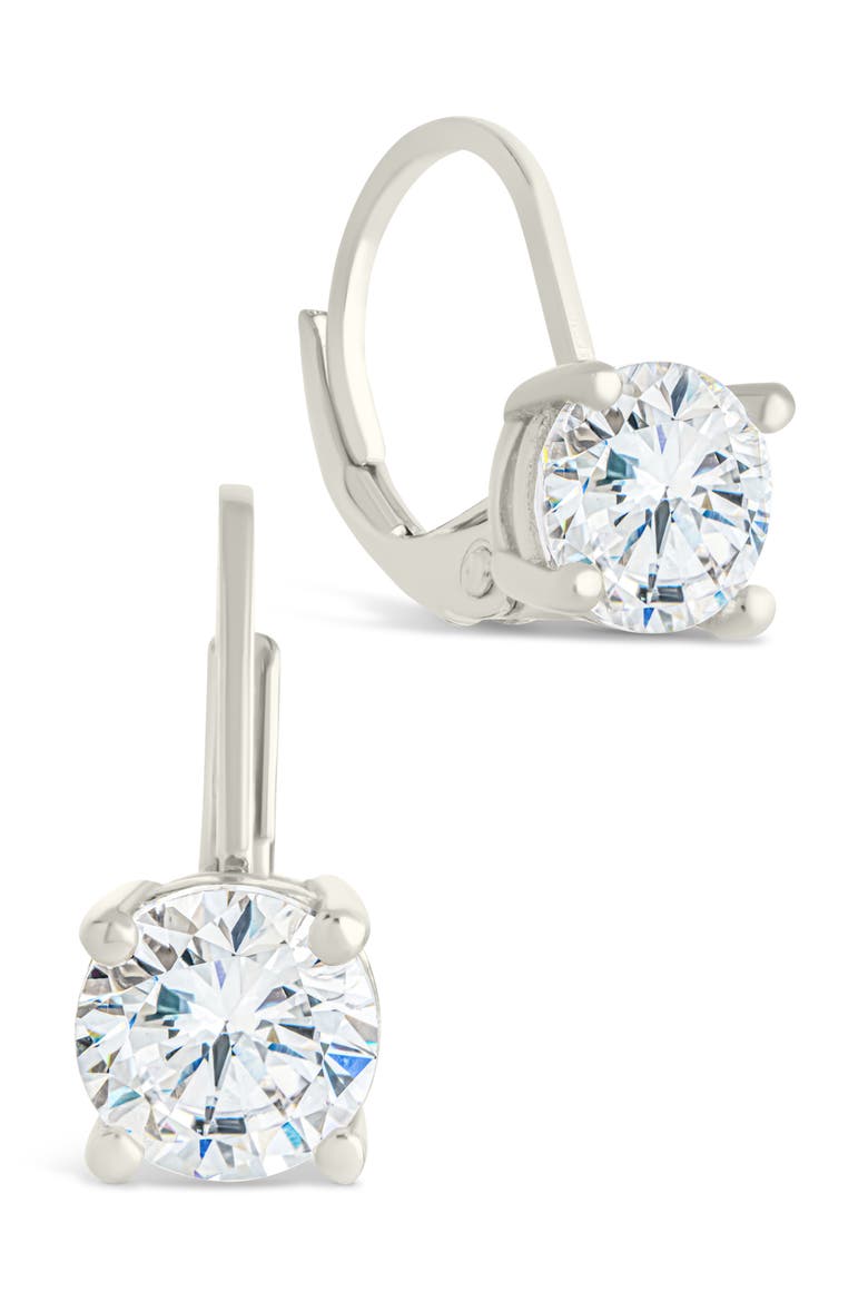 Round-Cut Cubic Zirconia Hoop Earrings, Main, color, SILVER