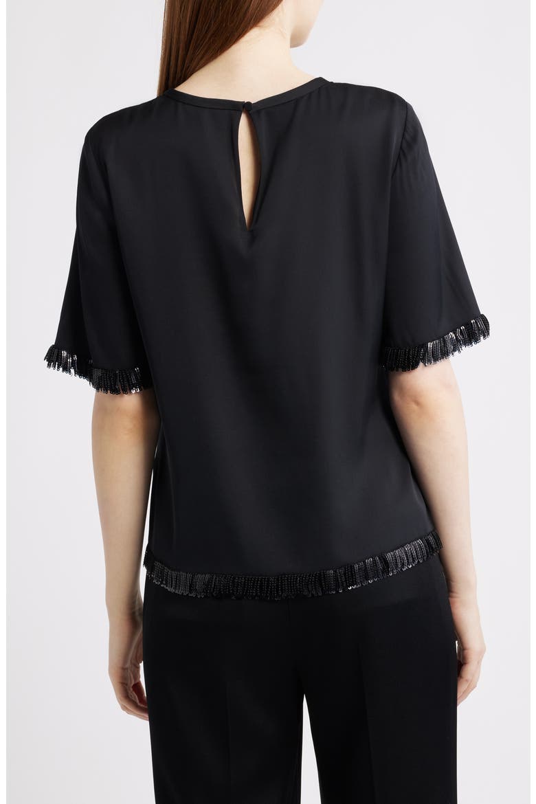 Leo Sequin Stretch Silk Top, Alternate, color, BLACK