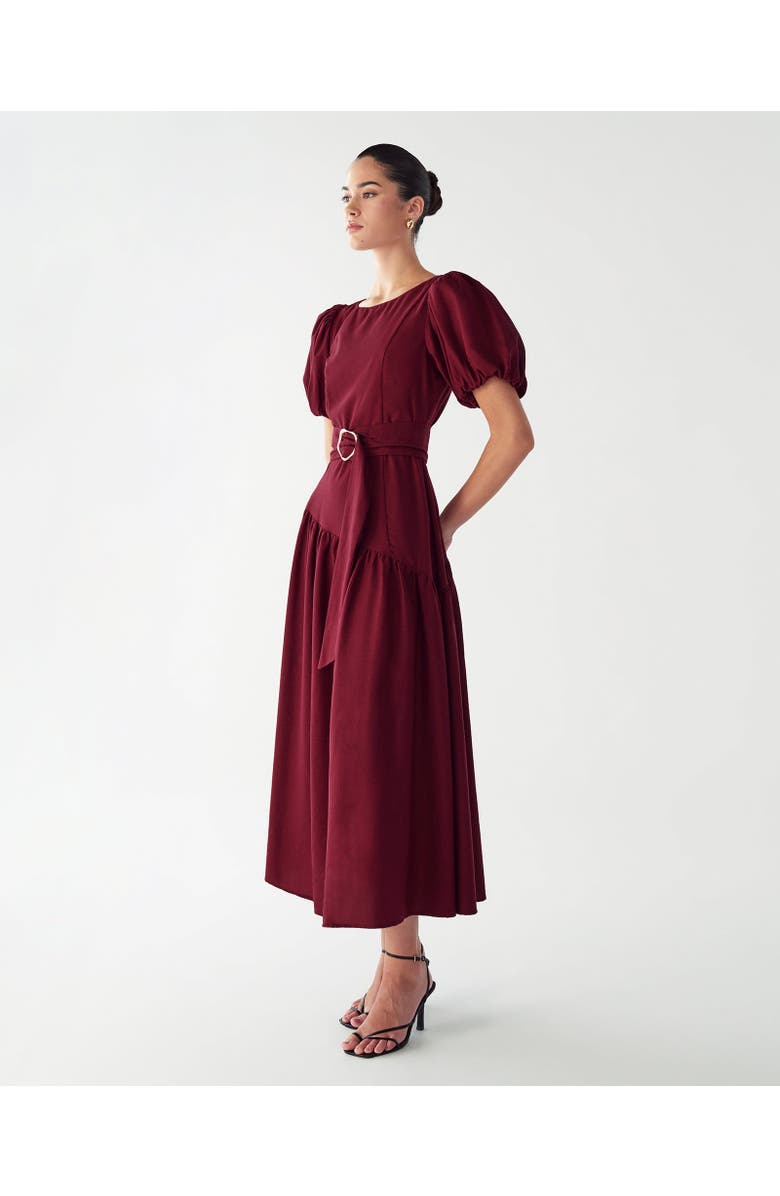 WILLA Elona Midi Dress, Alternate, color, Burgundy