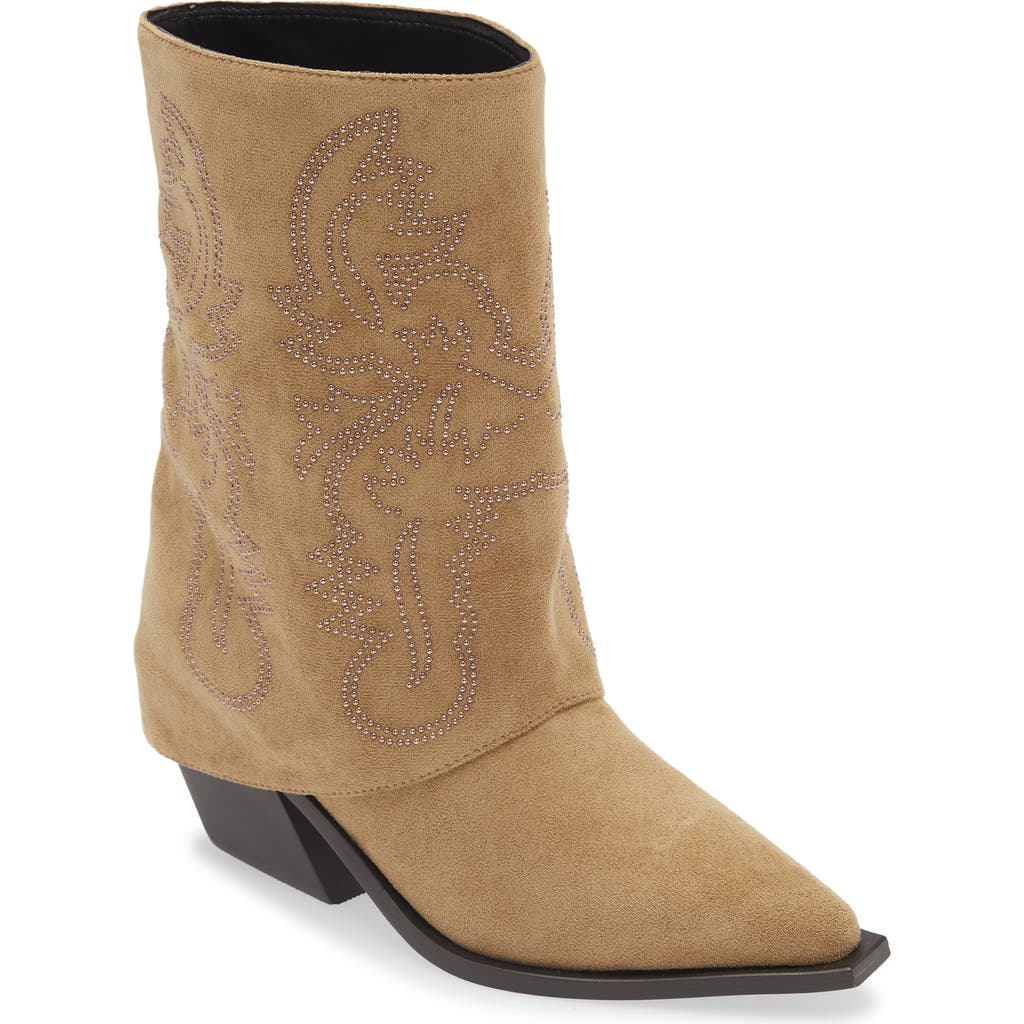 Azalea Wang Portabella Foldover Shaft Pointed Toe Bootie In Brown