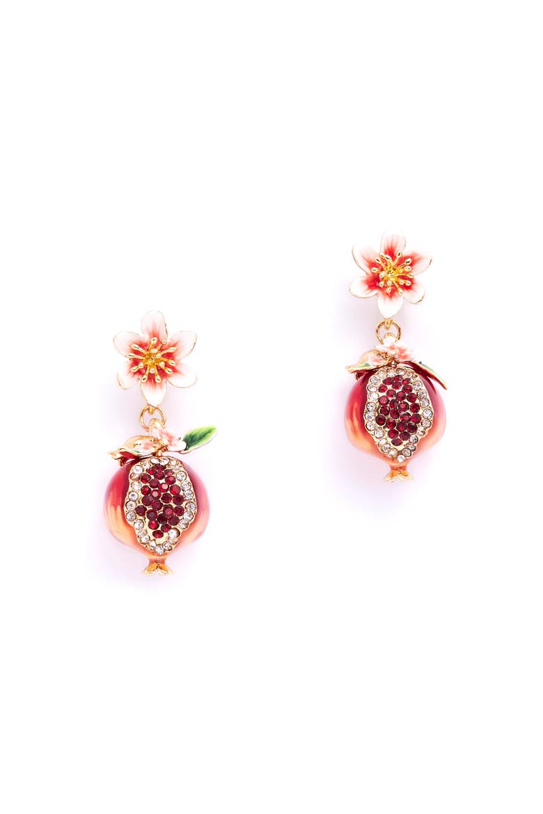 Pomegranate Drop Earrings, Main, color, Pomegranate