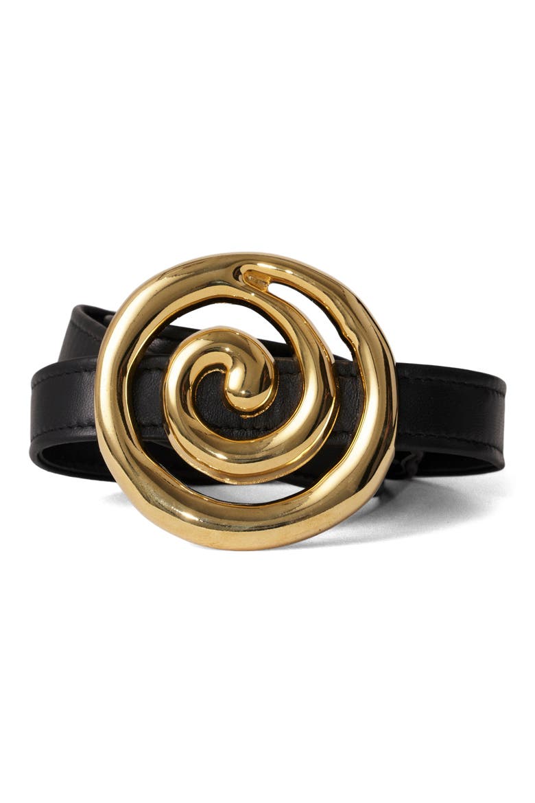 Koru Leather Belt, Main, color, BLACK/GOLD