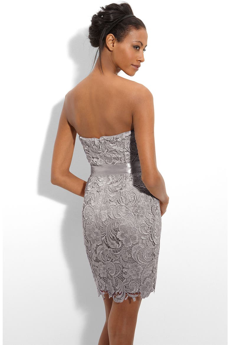 Strapless Lace Sheath Dress, Alternate, color, SILVER