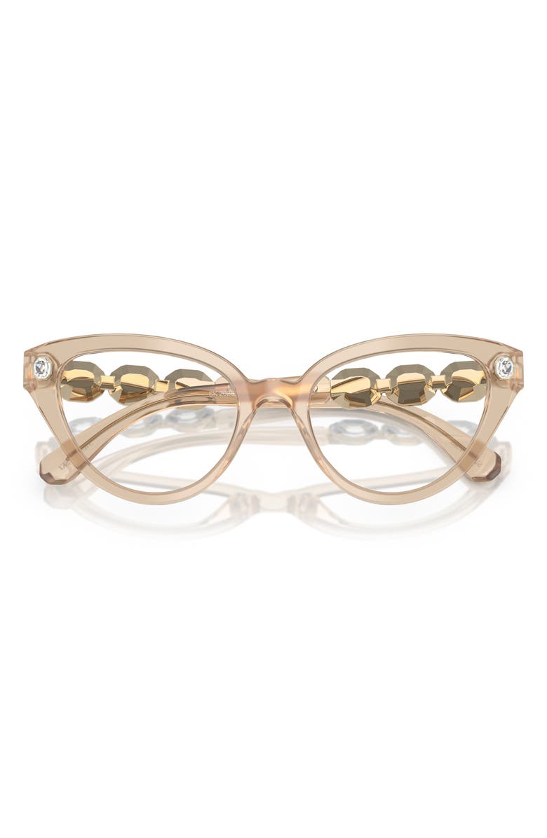 Swarovski 51mm Cat Eye Optical Glasses, Alternate, color, Beige
