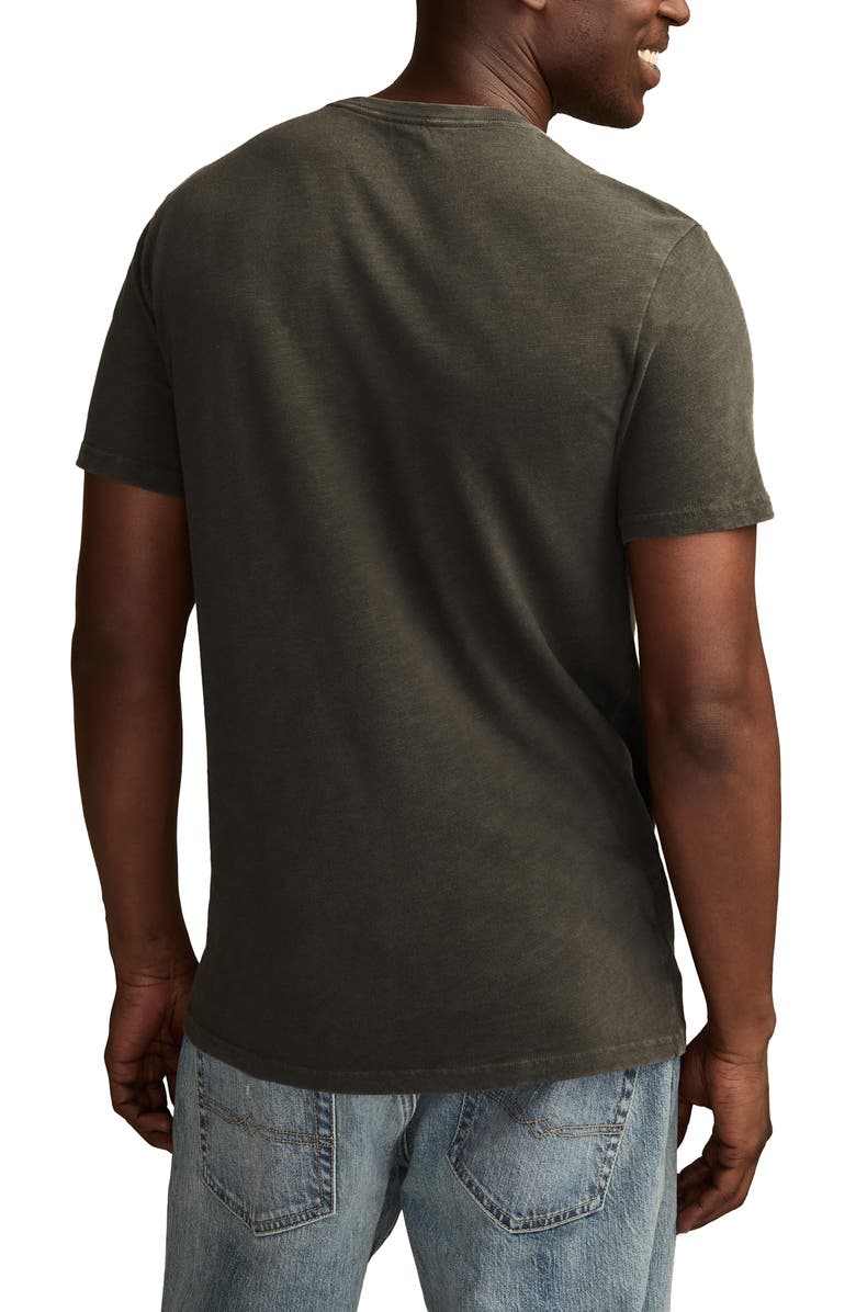 Lucky Brand Rolling Stones Lights Embroidered Appliqué Cotton T-Shirt, Alternate, color, Raven